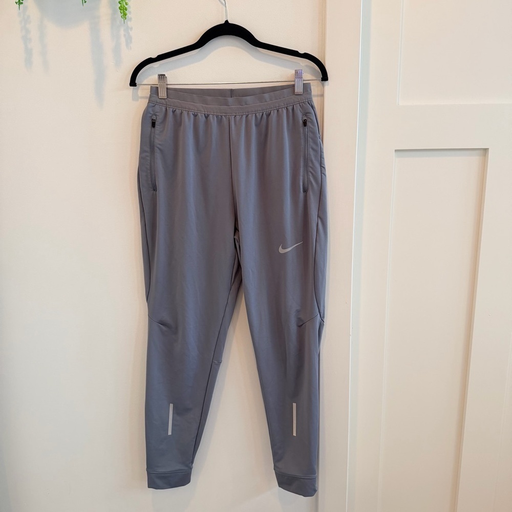 Nike Dri Fit Women's Gray Running Joggers Elastic Waist Draw Strings Size Medium